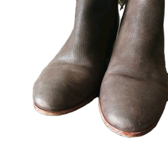 Sam Edelman Womens 8.5 Chocolate Brown Leather Ankle Boots Faux Fur Block Heel - Picture 2 of 7